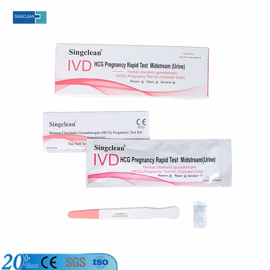 Singclean Ivd Wholesale Medical Supply Antigen Diagnostic rapide Ovulation Std Urine Drug VIH Kit de bandelettes de test de grossesse (méthode de l'or colloïdal)